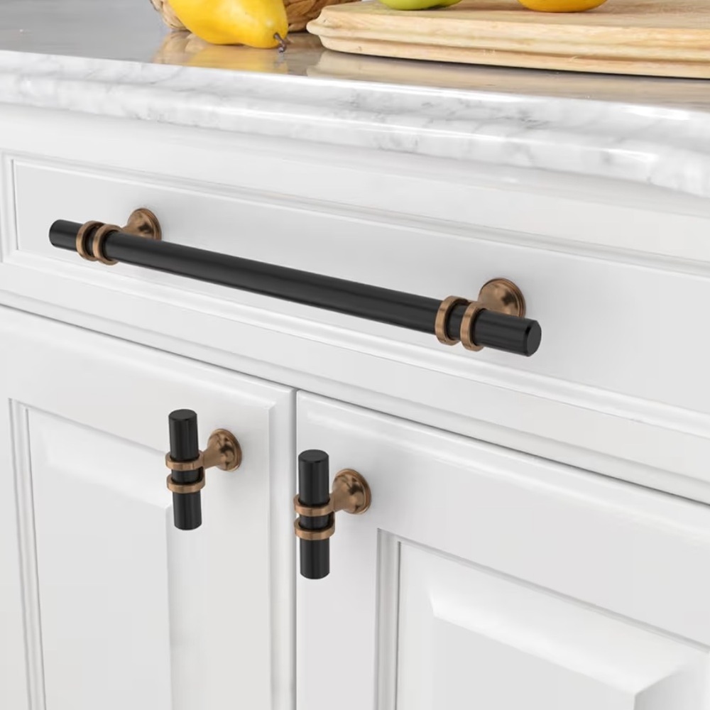 Asidrama 10 / 7” hole center Champagne Bronze / Matte Black Cabinet Pull Handle - Picture 6 of 9